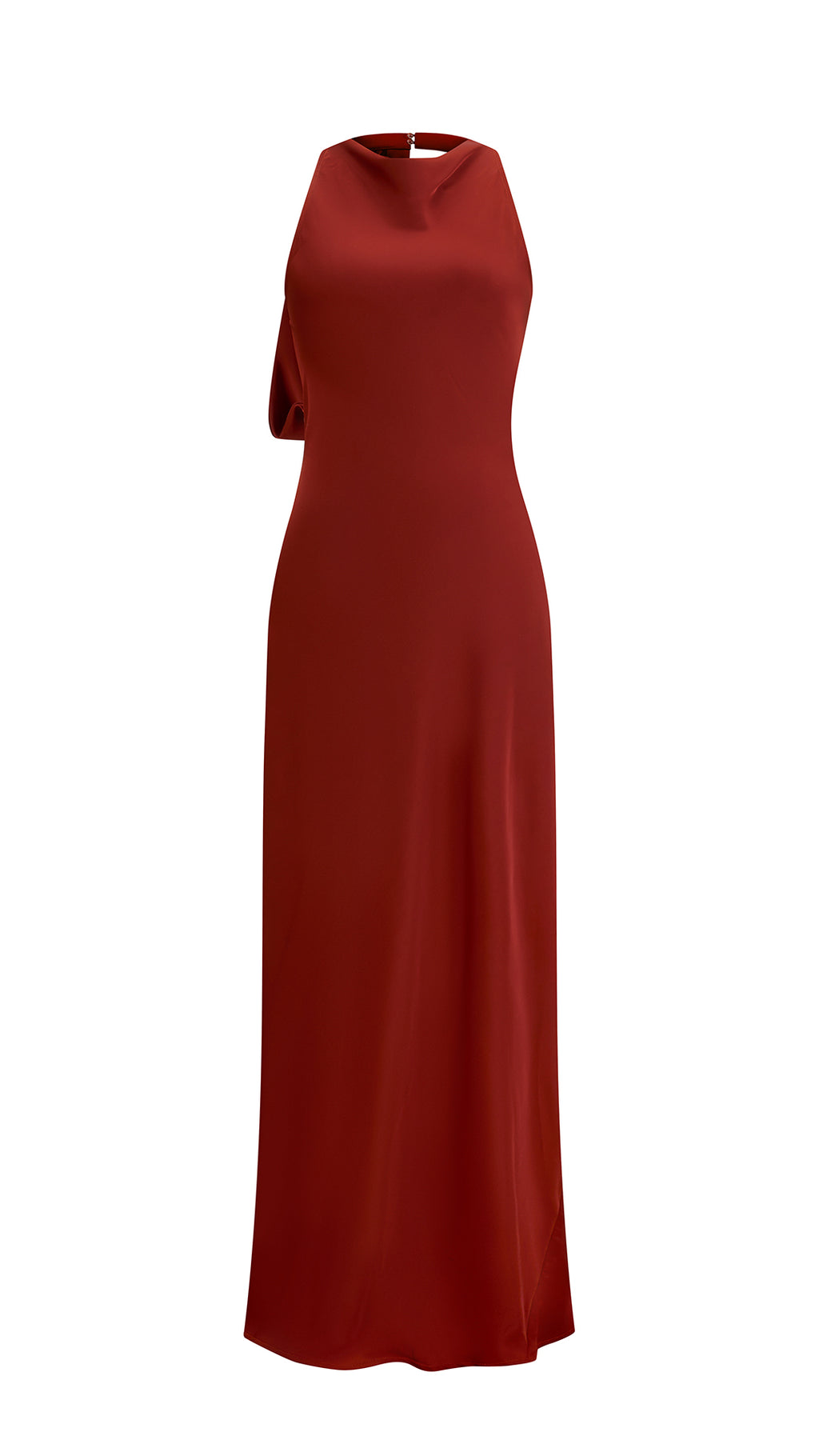 Abito Lungo Donna Senza Maniche Halter, Collo a Drappeggio con Nastro Decorativo, Modello Fluido Elegante per Feste e Cerimonie