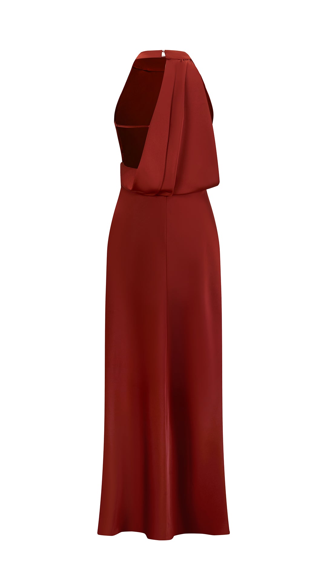 Abito Lungo Donna Senza Maniche Halter, Collo a Drappeggio con Nastro Decorativo, Modello Fluido Elegante per Feste e Cerimonie