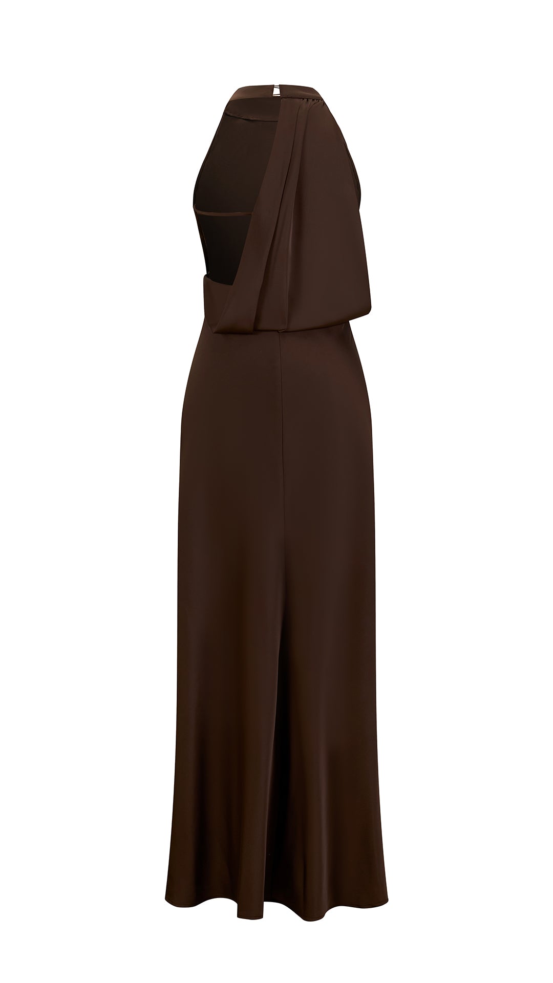 Abito Lungo Donna Senza Maniche Halter, Collo a Drappeggio con Nastro Decorativo, Modello Fluido Elegante per Feste e Cerimonie