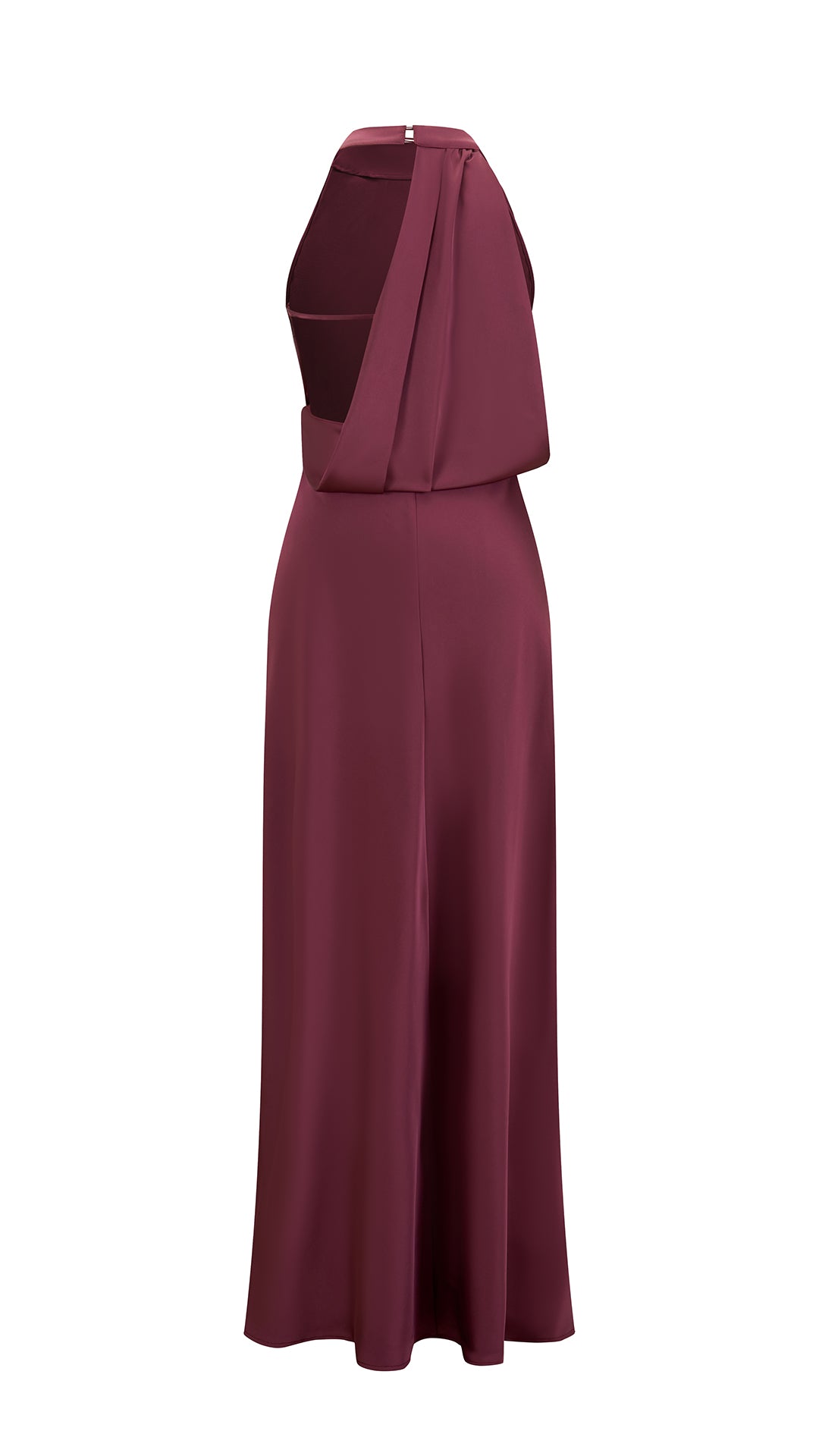 Abito Lungo Donna Senza Maniche Halter, Collo a Drappeggio con Nastro Decorativo, Modello Fluido Elegante per Feste e Cerimonie