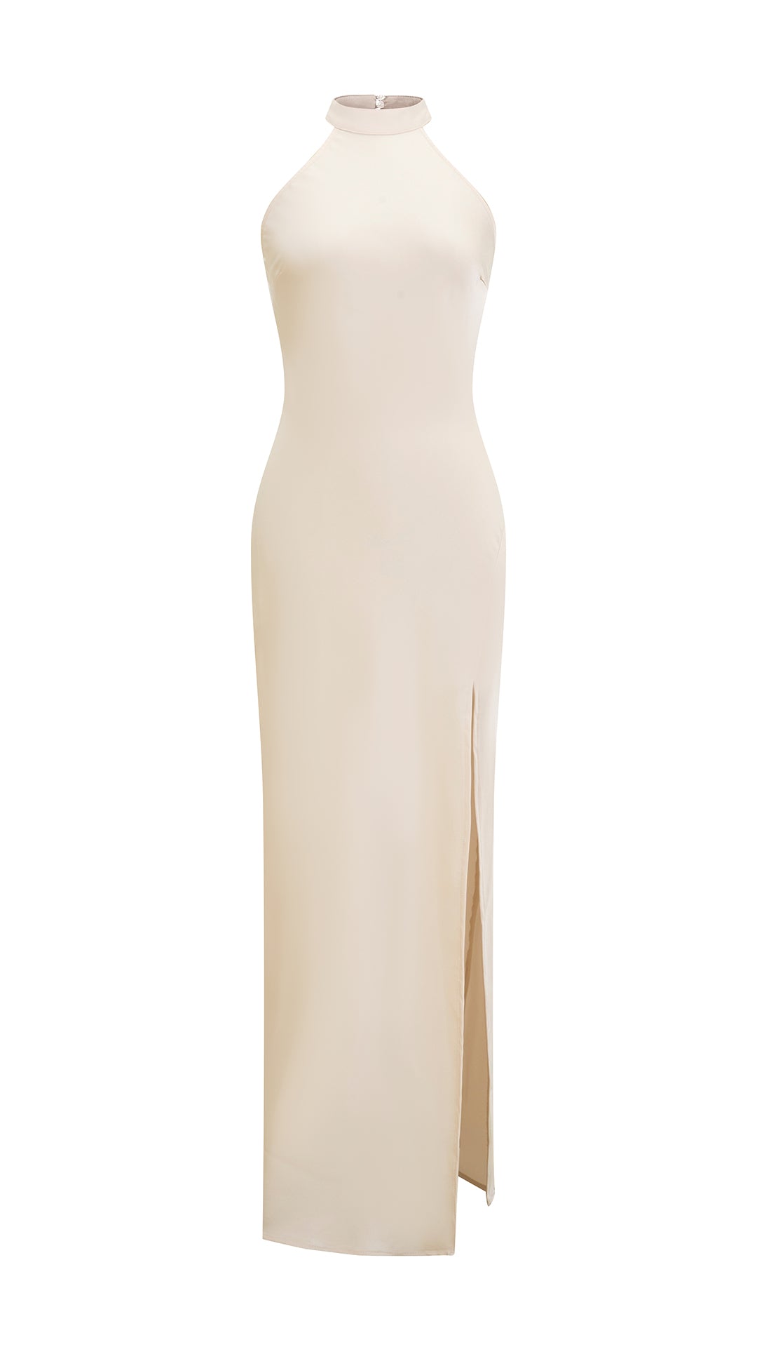 Abito Lungo Donna Scollatura Halter, Modello Aderente con Spacco Laterale, Abito da Cerimonia Elegante per Feste