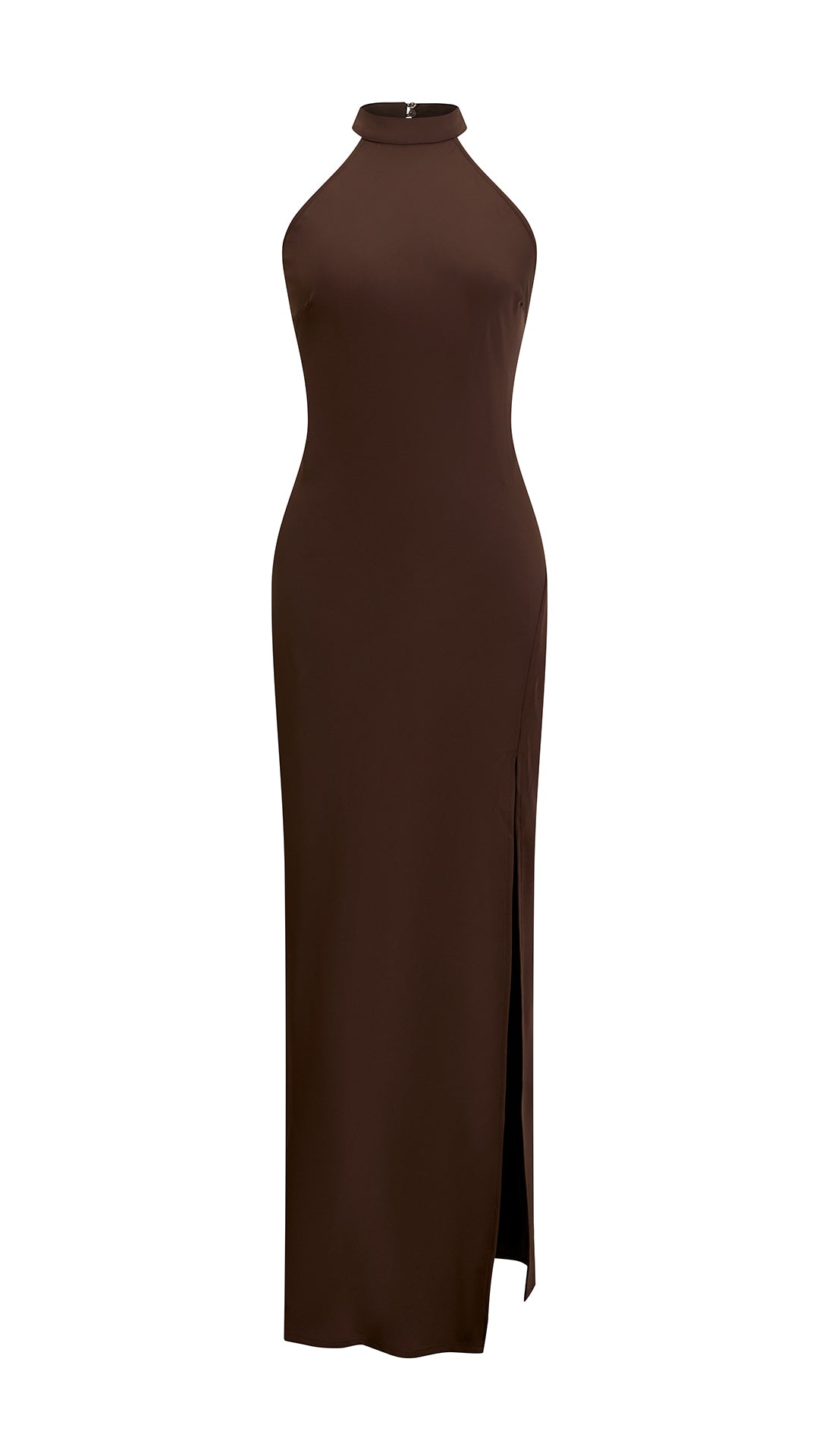 Abito Lungo Donna Scollatura Halter, Modello Aderente con Spacco Laterale, Abito da Cerimonia Elegante per Feste