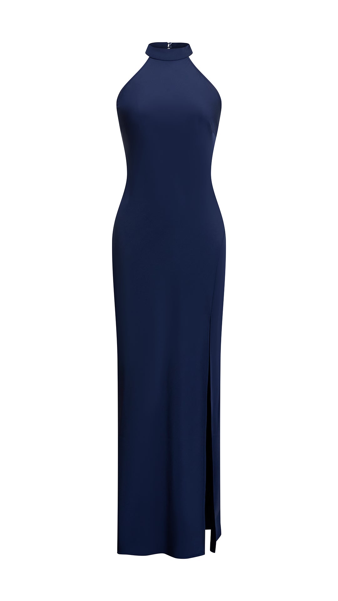 Abito Lungo Donna Scollatura Halter, Modello Aderente con Spacco Laterale, Abito da Cerimonia Elegante per Feste