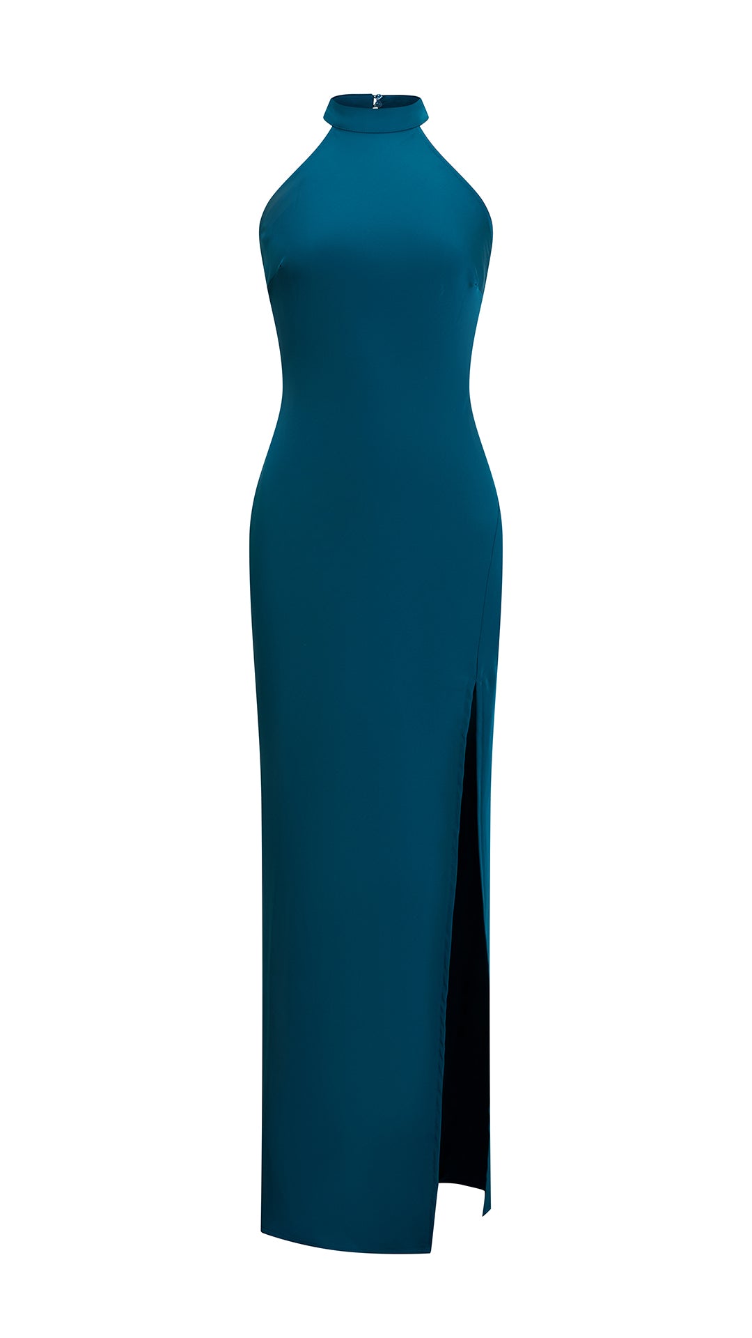 Abito Lungo Donna Scollatura Halter, Modello Aderente con Spacco Laterale, Abito da Cerimonia Elegante per Feste