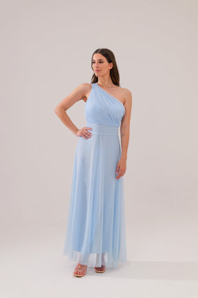 Abito lungo in tulle monospalla Lily