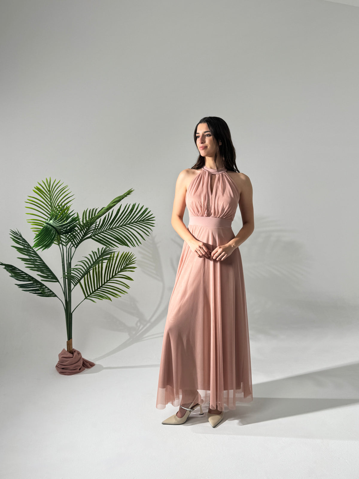 Abito lungo in tulle cut out Lucrezia
