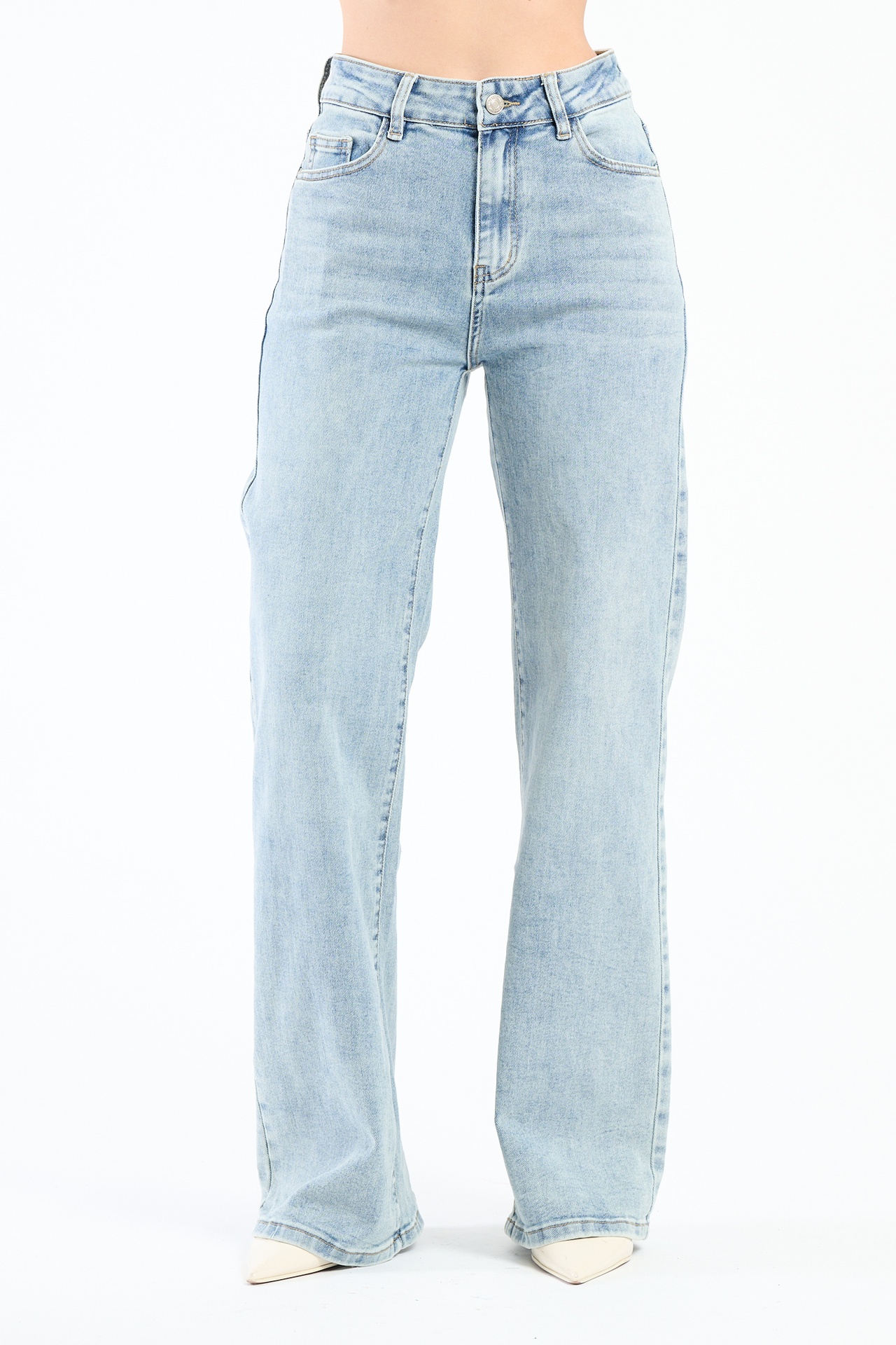 Jeans chiaro a vita alta straight Iside