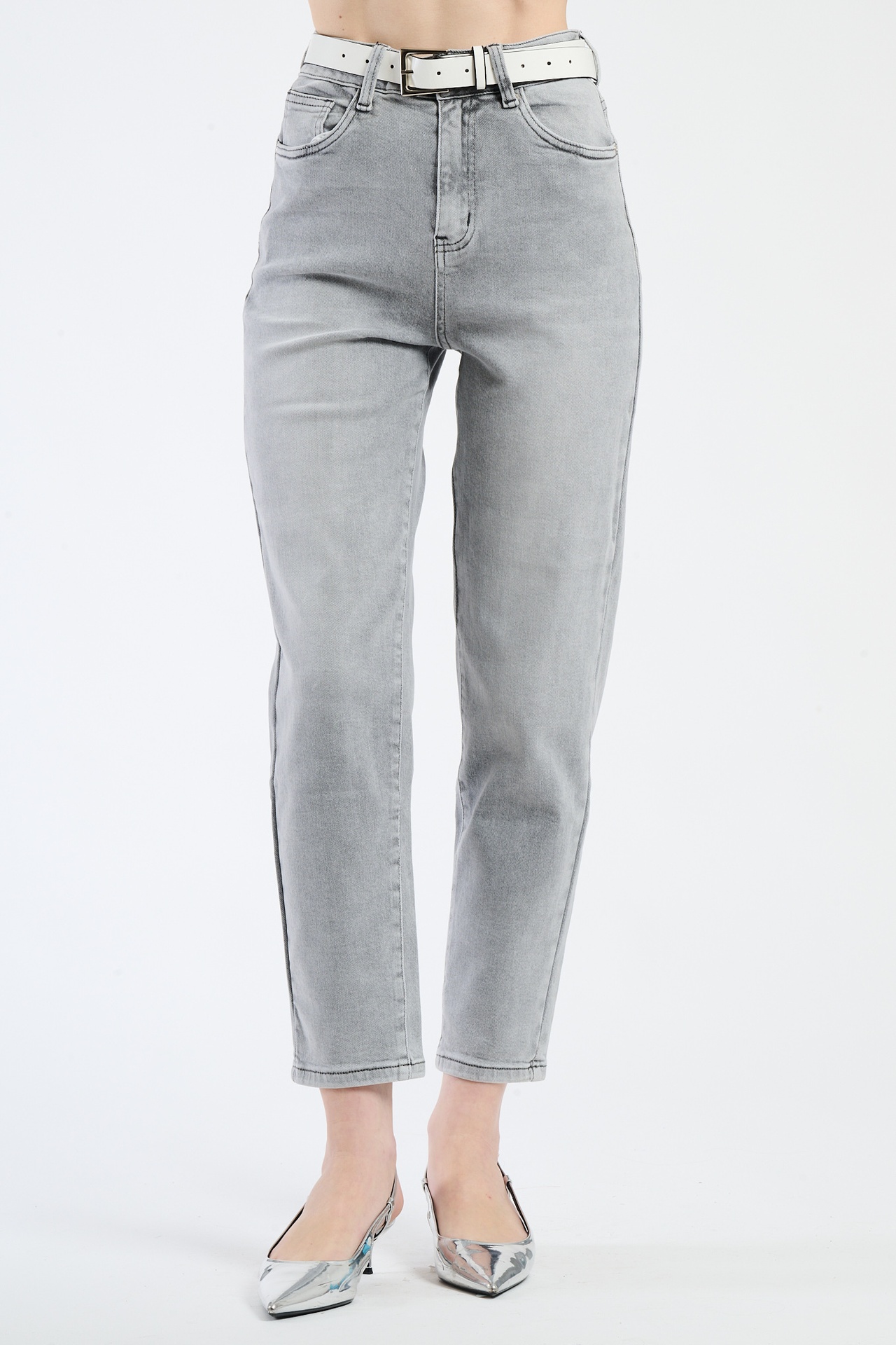 Jeans grigi skinny con cintura Manuela
